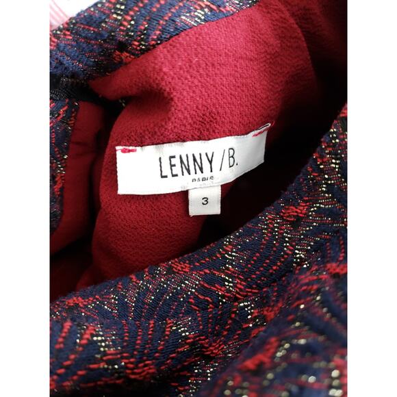 Lenny B. Paris Metallic Gold Red Jacquard Blouse Large - Picture 10 of 12